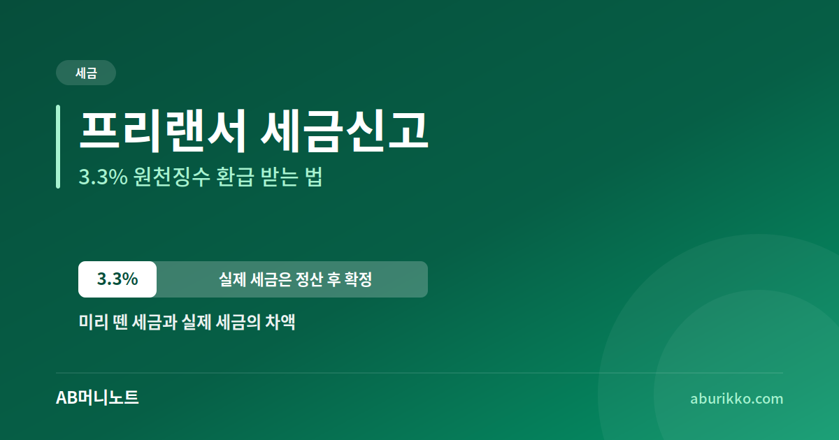 프리랜서 3.3% 원천징수 환급 신고 방법
